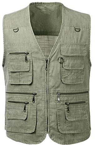 KTWOLEN Herren Outdoor Weste Anglerweste Jagdweste Fotografie Funktionsweste Ärmellos Weste Angelwesten mit Taschen, Grün, 5XL