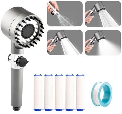 Ruayia Duschkopf Wassersparend, Duschbrause Hochdruck, 3 Modi Duschbrause Hochdruck Mit einer Ersatzfilterpatrone & Teflonband, Duschköpfe mit Silikonmund für Kopf-Spa/Massage