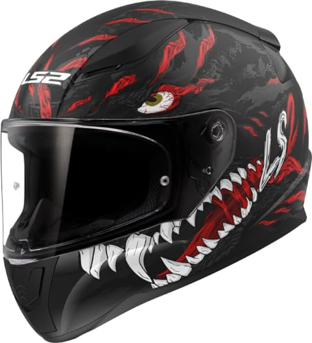 LS2, Casco Moto Integrale RAPID II KAIJU Matt Black Red White, M
