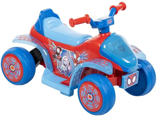 Marvel Spidey and His Amazing Friends Electric Ride On Quad Bike for Kids ages 1.5-3 years Red and Blue Spiderman 6V Fun