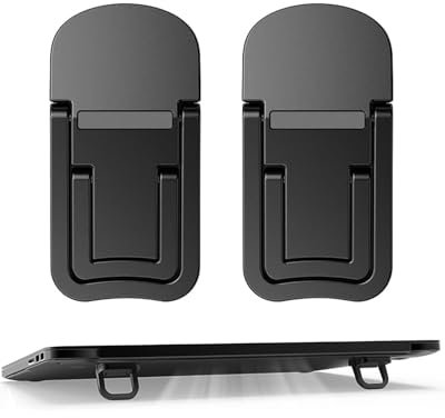 MOPZIJA 2 alzatina portatile per tastiera, autoadesiva, per mini laptop, invisibile, per scrivania, piedini pieghevoli per laptop con silicone antiscivolo,supporto tastiera pc,mini supporto laptop