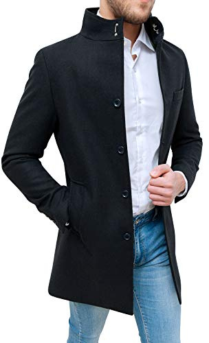 Evoga Cappotto Uomo Class Sartoriale Elegante Giaccone Soprabito Invernale Collo Coreana (IT, Testo, L, Regular, Regular, Nero)
