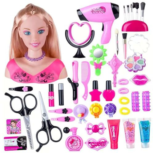 1 Set Doll Head for Hair Styling and Make Up Styling Head Doll for Girls Colorful Realistic Make Up Accessories for Girls Birthday Christmas Thanksgiving Gifts for