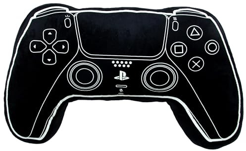 Cojín con Forma de Control de PlayStation con Licencia Oficial | Almohada de Peluche con Forma de Mando | Brilla en la Oscuridad Dormitorio o Decoración Gamer, Negro