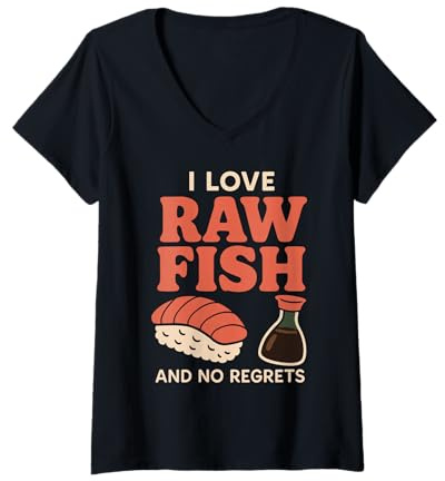 Mujer Rollos para Amantes del Sushi, Palillos Nigiri, Regalo para fanáticos Camiseta Cuello V