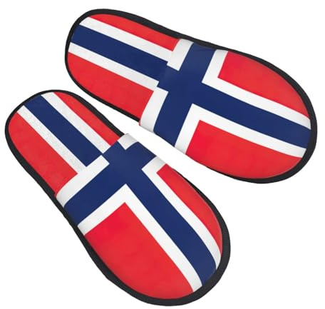 jingong Pantofole pelose con stampa bandiera norvegese alla moda pantofole in cotone per autunno inverno comode calde calzature per la casa