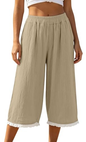 Pantalon Jupe Culotte Femme Grande Taille Palazzo Évasé Élastique Respirant Léger, Pantalon Infroissable pour Randonnée, Yoga, Loisirs, Bureau, Unie Élégante - Quotidien Été Confort et Style Élégant