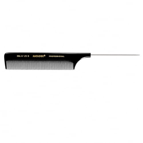 Peine Matador 386.8 1/2 G Profesional con Púa Metálica, Peine de Ebonita para Peluquería, Mechas, Coloración, Separaciones, Cardado y Recogidos