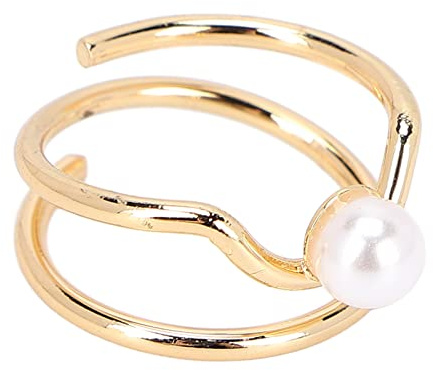 Domary Pearl Finger Nail Knuckle Rings Snygga Koppar Fingertopssmycken för Kvinnor Tjejer med Elektropläterad Koppardesign