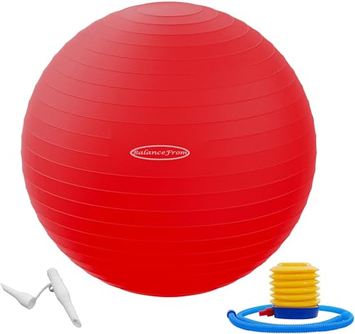Fitvids anti-bristande och halkfri träningsboll yogaboll fitnessboll förlossningsboll med snabb pump, 0,9 kg kapacitet, flera färger och storlekar.