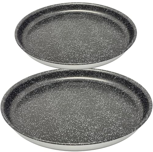NAMAI - Set 2 Teglie Per Pizza, 28CM e 32CM Diametro, Alluminio Antiaderente, Adatte In Lavastoviglie, Effetto Pietra, Teglia Forno, Made In Italy