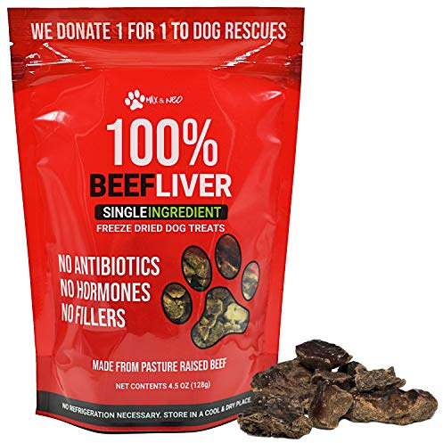 Max and Neo Freeze Dried Beef Liver Dog Treats - Single Ingredient, Pasture Raised, Grass Fed, Human Grade Beef Grown in The USA - We Donate 1 for 1 to Dog Rescues for Every Product Sold