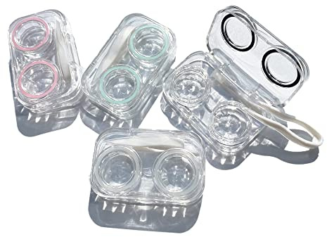 Othirls 4 PCS Contact Lens Cases, Colorful Contact Lens Container Holder, Outdoor Portable Mini Contact Lens Soak Storage Kit for Travel & Home