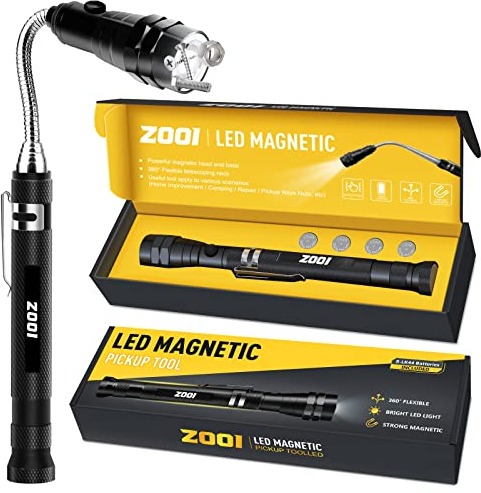 ZOOI Nikolaus Geschenke für Männer, Weihnachtsgeschenke für Männer, Gadgets für Männer Geschenke für Papa, Geburtstagsgeschenk für Männer, Teleskopmagnet Pickup Werkzeug mit LED