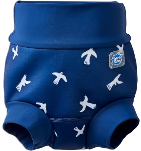 Splash About Happy Nappy Duo Reuseable Swim Nappy for Babies and Toddlers (White Birds, 3-6 Months)