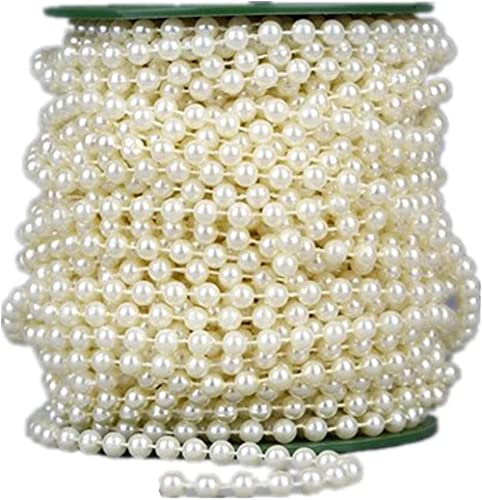 82Feet/25Meter Length Christmas Bead Garland Faux Pearl Beads Chain Christmas Tree Garland Chain Decorations for Xmas Tree Holiday Wedding DIY Decoration Supplies (6mm/25m/Ivory)