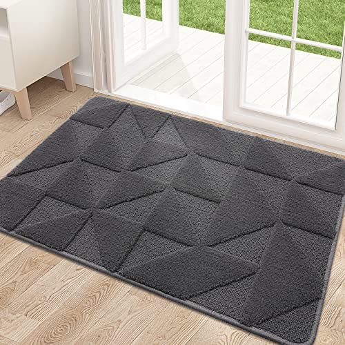 Homaxy Door Mats Indoor, 50 X 80 cm, Machine Washable Inside Door Mat, Dirt Trapper Soft Doormats, Super Absorbent Entrance Rug, Non-slip Floor Mat For Front Back Door, Pets and Dogs (Dark Grey)