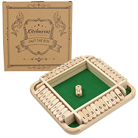 Kitchnexus Shut The Box Klassisch Würfelspiel Tisch Spiel Board Spielzeug Party Brettspiele für 2-4 Spieler