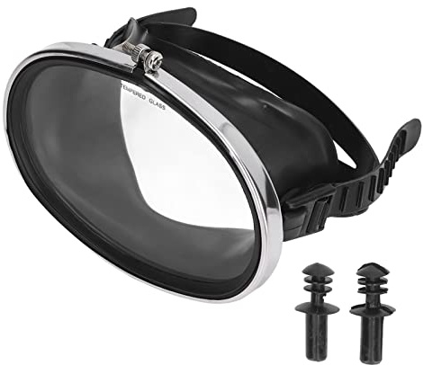 Occhialini da Immersione, Vetro Temperato HD in PVC di Forma Ovale Occhiali da Sub a Lente Singola Antiappannamento, Vetro Temperato Antiappannamento E Maschera Subacquea Anti-perdite(M )