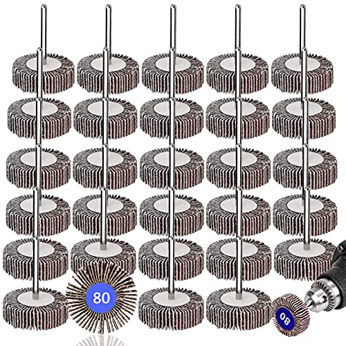 GZLFH 30 Stück Fächerschleifer, Durchmesser 32mm Schleiffächer 80 Körnung Polierscheibe, für Rotierendes Werkzeug Entrosten Entgraten Schleifen Polieren