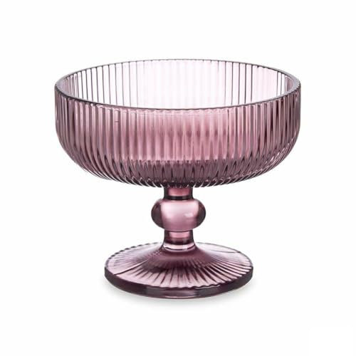 Copa de Helados y Batidos Rayas Rosa Vidrio 310 ml (6 Unidades)