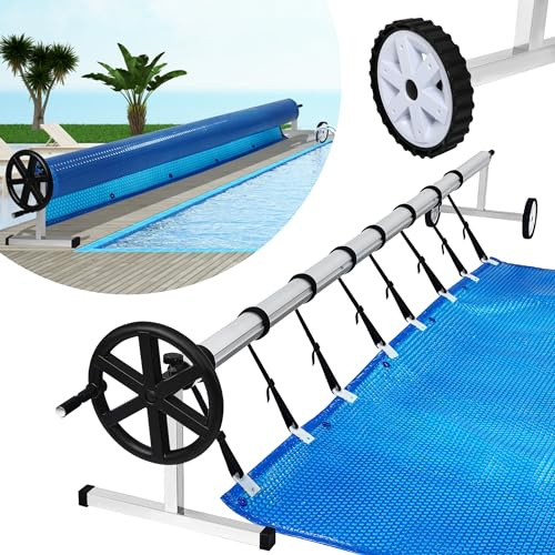 VA-Cerulean Sistema de enrollado para piscina, accesorios para lonas de piscina, lona solar, incluye cintas y ruedas, 3-5,7 m