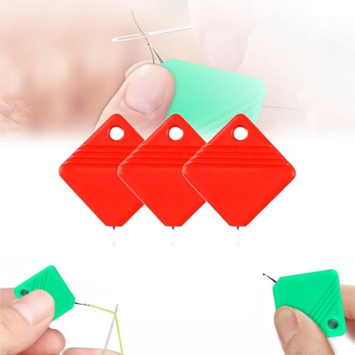 Automatic Needle Threaders, Sewing Machine Needle Threader, DIY Needle Threader for Sewing Crafts, Fits All Needle Sizes (Red 3 PC)