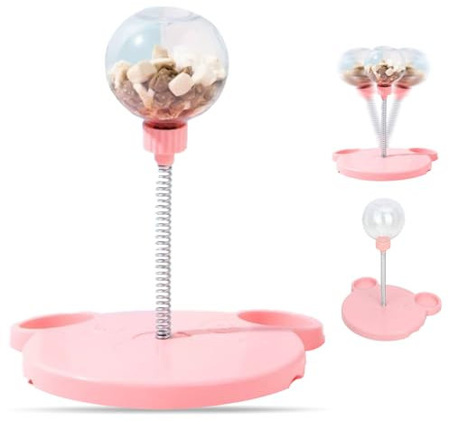 Ajuanbazha Wackelndes Leckerli Spielzeug, Interaktiver Futterball, Intelligenzspielzeug zur Förderung Gesunder Essgewohnheiten, Snackball (Rosa)