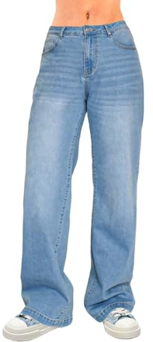 LuminBlaze Jeans Baggy Femme Taille Haute Vintage Jean à Jambe Large et Coupe Ample Loose Fit en Denim