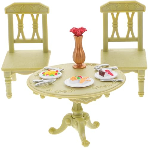 Yardwe Set Di Sedie E Tavolo Da Pranzo Per Casa Delle Bambole in Miniatura Mobili in Miniatura in Plastica Per Case Delle Bambole