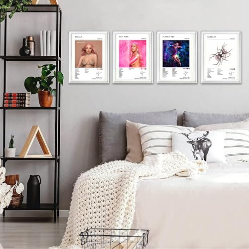 Doja - Poster con copertina di album musicale con gatto e autografo, edizione limitata, set da 4, senza cornice, 20 x 30 cm, decorazione per camera da letto, ufficio, stanza, regalo, 20 x 30 cm