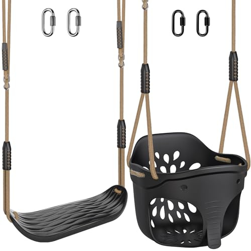 Dolibest 2 st utomhusgunga, mjuk plastgunga för barn, elefantformshink med högt ryggstöd justerbart rep, 130–200 cm, för småbarn/barn/vuxna/1–3 år, 600 lbs/250 kg