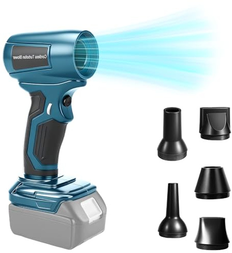 Mini souffleur à feuilles sans fil pour Makita 18 V, 130 000 tr/min, portable, moteur sans balais avec 5 buses incluses, souffleur à poussière, réglage de la vitesse en continu pour le nettoyage (sans