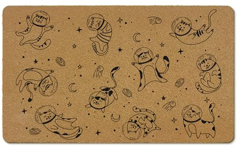 EGBTL Cute Space Cat Coir Door Mats Outdoor, Funny Astronaut Cat Front Door Mat Outside Entrance, Cute Doormat Outdoor Indoor Entrance for Home Entryway Decor, 17x30in