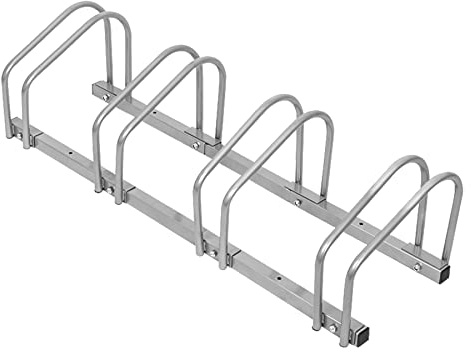Froadp Portabiciclette Multi Cavalletto per 4 Biciclette, Rastrelliera Portabici in Acciaio, Cavalletto per Parcheggio con 4 Piani, Installazione a Montaggio a Pavimento ea Parete, Argento
