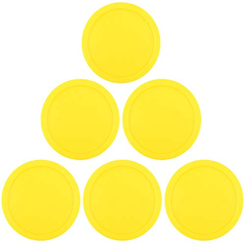 ONE250 3 1/4 inch Air Hockey Pucks, Full Size Goal Packs Replacement Accessories for Game Tables (6 Pcs) (Yellow)