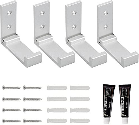 EXLECO 4er Kleiderhaken klappbar Wandhaken Aluminium Schwerlasthaken Faltbar Wandhalterungshaken ohne Bohren Klapphaken, Headset Kopfhörerhalter Haken zum Schrauben Handtuchhaken für Bad Küchen Silber