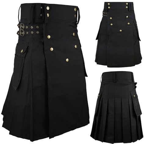 Kilt da Uomo - Moderno Kilt Ibrido Utilitario Scozzese con Tasche da Carico, Ideale per Matrimoni ed Eventi, 36