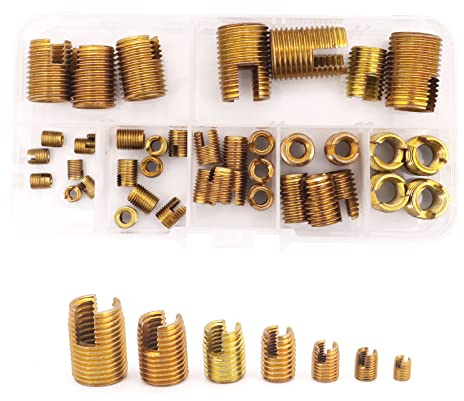 Yuhtech 40 Pcs 7 Tamaño Acero al Carbono Galvanizado Tornillo Inserto Inserciones de Rosca Autorroscantes M3 M4 M5 M6 M8 M10 M12 Kit de Reparación de Roscas Inserte