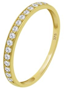 Time RoaD Anillo Mujer Oro 9K de 375 ml - Diseño Ergonómico y Ajuste Perfecto AF00011/14 - Ideal para Compromiso - Pedida - Alianza - Promesa - Con Circonita - Anillos Mujer