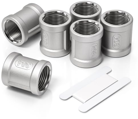 Bwintech 6 Pz 1/4 Femmina a 1/4 Femmina BSP Filo Acciaio Inox 304 Connettore di Accoppiamento per la Conversione di Collegamento Tubo