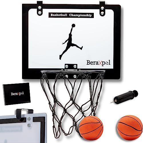 Mini Canasta de Baloncesto Interior para Niños y Adultos, Tablero de Basket para Colgar en Puerta habitacion Pack Completo con Aro, 2 Pelotas e Inflador, Regalo Original