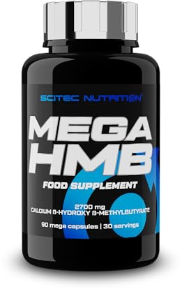 Scitec Nutrition Mega HMB | β-hydroxy β-méthylbutyrate de calcium | Métabolite de Leucine | 2295 mg HMB par jour, 90 méga gélules