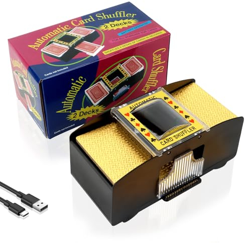 MXTIMWAN 1-2 Deck Automatischer Kartenmischer, USB/Batteriebetriebener Elektrischer Mischpult, Kartenmischer Elektrisch für Karten für UNO, Poker, Texas Hold'em, Canasta, Blackjack