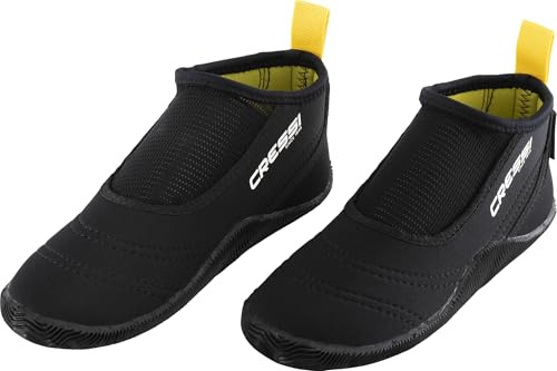 Cressi Aquatrek Neoprene Boots - Slip-Resistant Marine Water Shoes - Quick-Dry Swimming Shoes - Fin-Compatible Wetsuit Boots - Black - 4/4.5