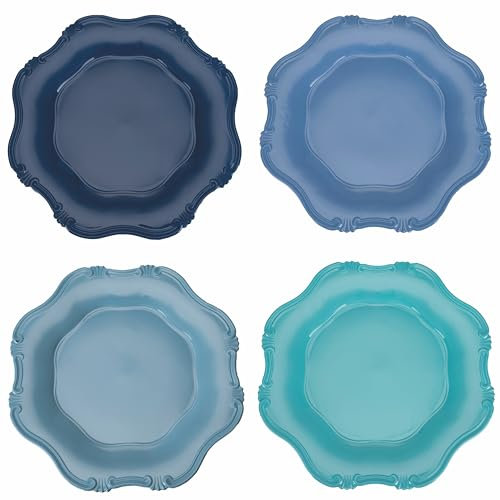 Villa d'Este Home Tivoli Juego de 4 bajoplatos Ø 33 cm de plástico PP, Shades of Ocean