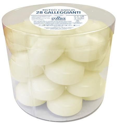 Confezione da 28 Candele Galleggianti - Diametro 5 cm - 5,5 Ore di Durata - Colore Avorio - Cereria Di Giorgio