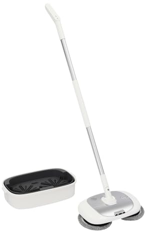 Kazafa Mocio elettrico senza fili, 40 W, senza fili, con pulizia automatica e illuminazione a LED, lucidatrice elettrica per tutti i tipi di pavimento [durata della batteria fino a 100 min] (argento)