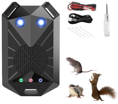 Répulsif anti-martres pour voiture, répulsif à ultrasons contre les rongeurs pour le compartiment moteur, fonctionne avec une batterie de voiture 12 V, une batterie AA et une souris USB, protection