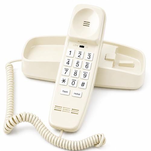 Uvital Wall-mounted Desktop Dual-purpose Corded Telephone, Beige Home Phone